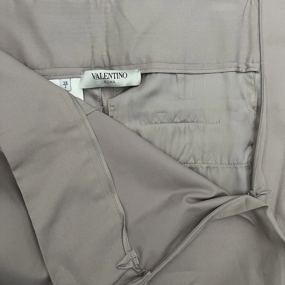 Valentino Roma Spa Pants Womens Size 2 Italy Size 38/2 Raw Hem Cream Gray Taupe - Picture 6 of 16